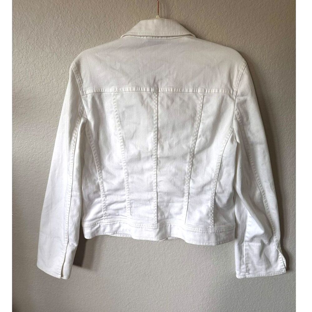Talbots White Stretch Denim Jean Jacket Women's Size 10 Classic Preppy Coastal - Picture 2 of 6